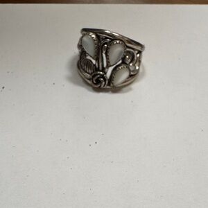 New Sterling Silver Ring w/ 3 mother of pearl stones